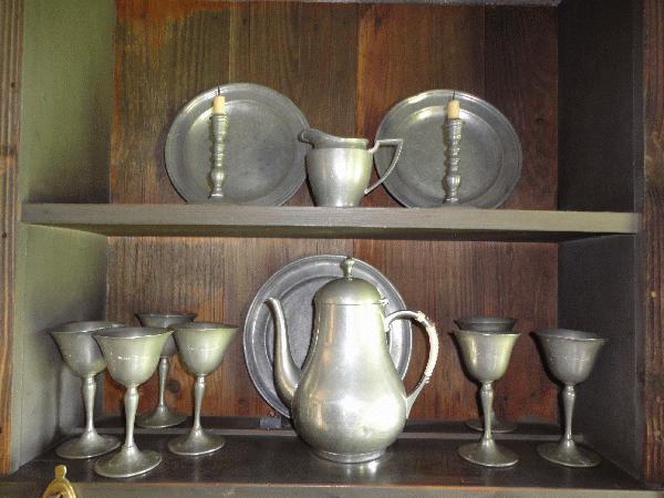 large collection of pewter