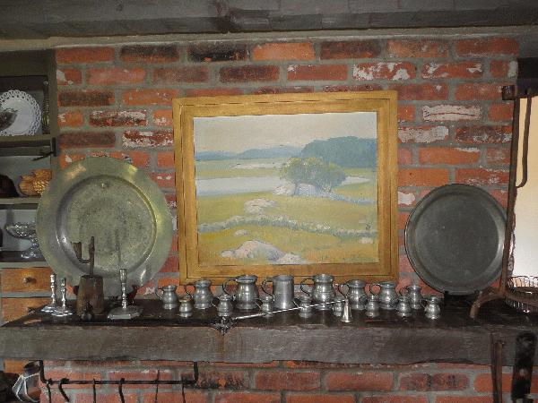 early rush light/candle holder and a great collection of English pewter measures