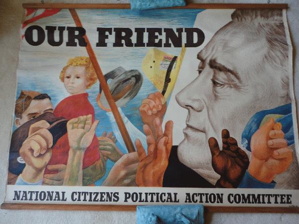 political poster with Franklin Delano Roosevelt