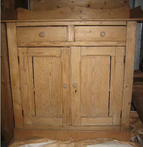 pine jelly cupboard with two drawers